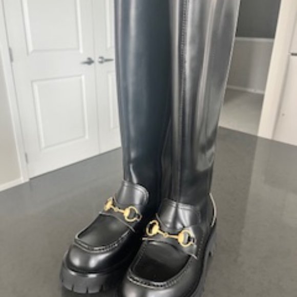 Gucci Black Leather Knee-High Boots - Picture 2 of 8